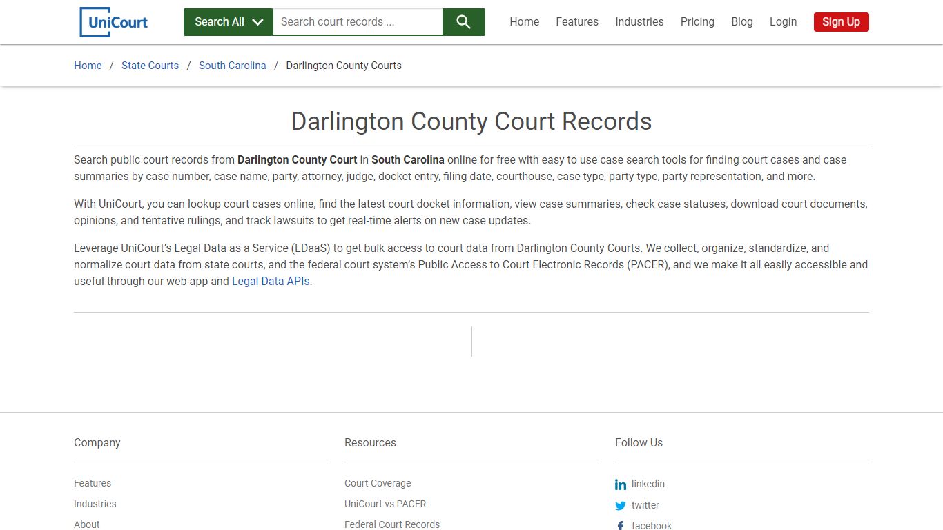 Darlington County Court Records | South Carolina | UniCourt